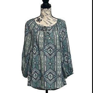 Fred David Paisley Peasent Boho Blouse Tunic Womens Hippie M Mature Modest Y2k